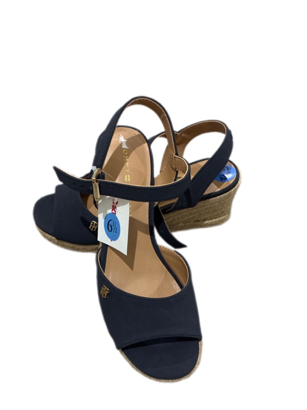 Tommy Hilfiger Navy Espadrille Wedge Sandals with Ankle Strap